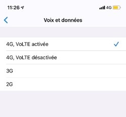 Screenchot étape 2 - Activer 4G, VoLTE 